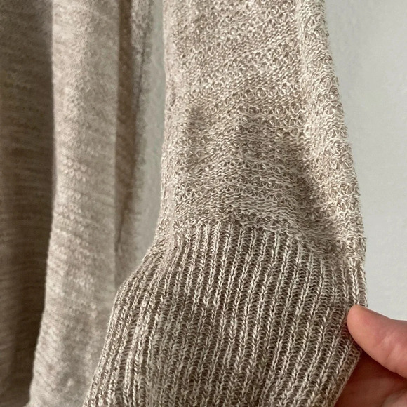 Lace Up Back Pull Over Knit Sweater Beige Lightweight Size XL Cotton Blend - Picture 10 of 12